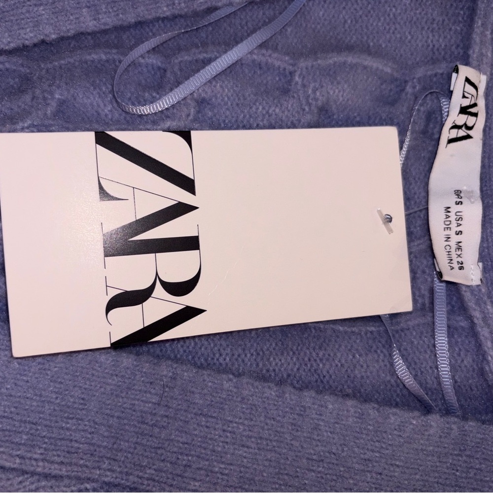 Zara Lilac Purple V Neck Cable Knit Cardigan - Picture 4 of 5